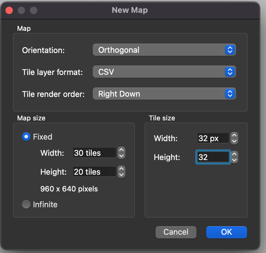 New Map Dialog